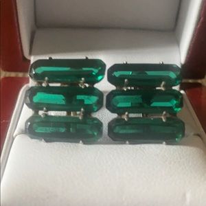 Sterling Silver vintage green stone earrings